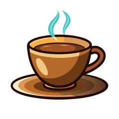 Obraz premium Vector of Steaming Coffee Cup on Saucer Perfect for Cafe Menus Websites and Marketing Materials