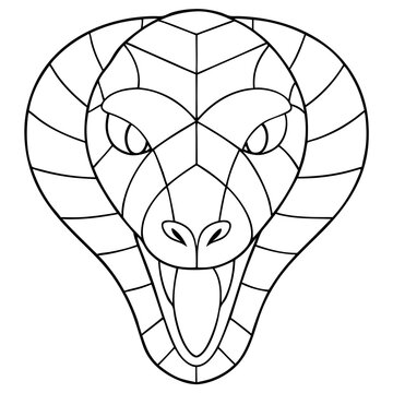 recommend clip art: Geometric Cobra Face Line Art Vector Aggressive Snake Illustration for Tattoo and Design
