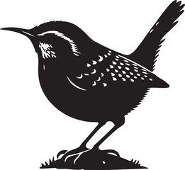 Wren silhouette Vector illustration on white background