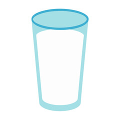 Vector Illustration Tall Glass Filled Milk Blue White Simplistic Design Healthy Drink Concept