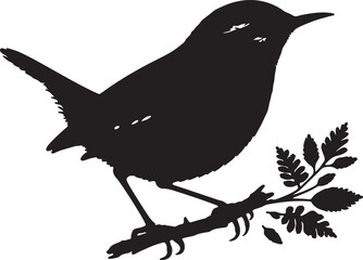 Wren silhouette Vector illustration on white background