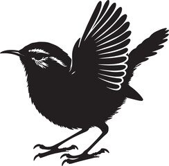 Wren silhouette Vector illustration on white background
