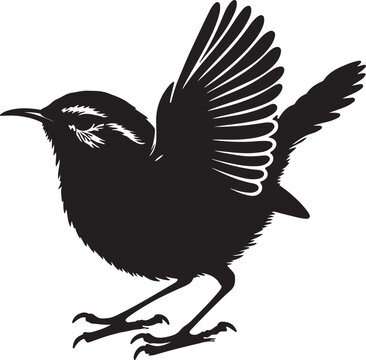 recommend clip art: Wren silhouette Vector illustration on white background