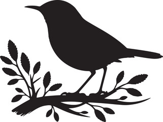 Wren silhouette Vector illustration on white background