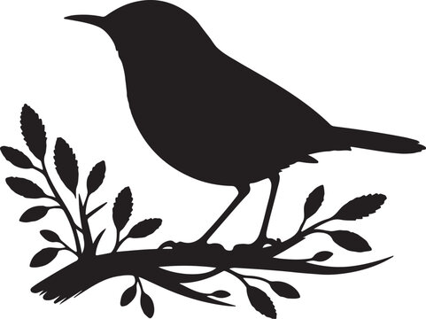 recommend clip art: Wren silhouette Vector illustration on white background