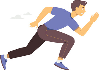 Runner in a vector illustration sprinting forward, symbolizing athletic performance, speed, and determination