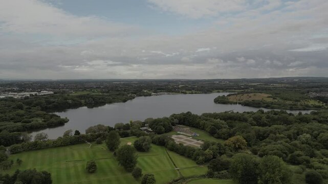 4k drone footage of Pennington Flash Nature Reserve near Leigh, Greater Manchester, UK