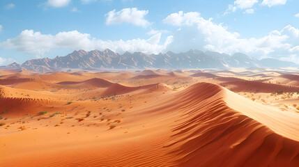 Fototapeta premium A desert where 2D shadows blend into 3D dunes, captured using aerial photography for a broad perspective.