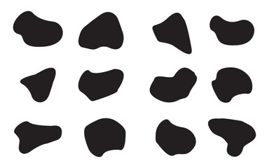 Set of different blob shapes. Random abstract liquid shapes, round abstract organic elements, Random shapes cube drop, Irregulars organic blots.Fluid blob shape vector for abstract design.