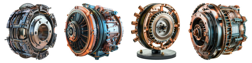 Induction electric motor isolated on transparent background,