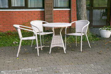 garden furniture made of artificial rattan photo