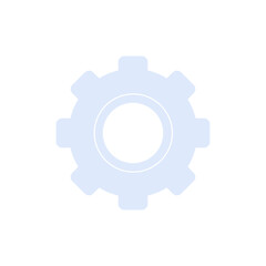 Light blue gear icon on white background, symbolizing settings or configuration. Ideal for technology, software development, and user interface design illustrations or educational content.