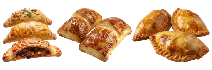 Latin American meat pastries isolated on transparent background,