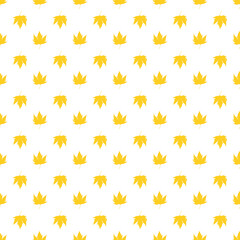 seamless autumnal pattern: yellow leaves against white background