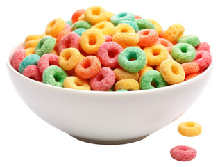 PNG Colorful cereal in white bowl