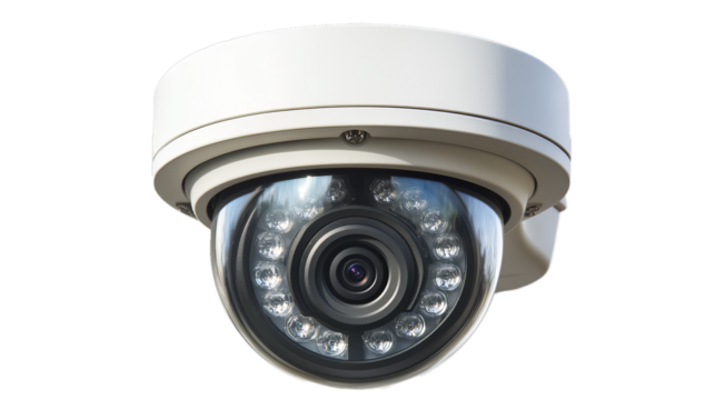 direct front view of security camera, on transparency background PNG