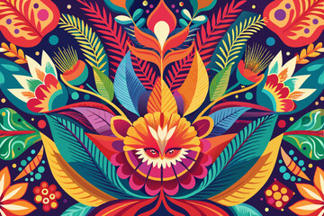 A bold image filled with vibrant floral patterns and abstract forms, creating a lively and visually engaging composition that highlights creativity and artistic expression

