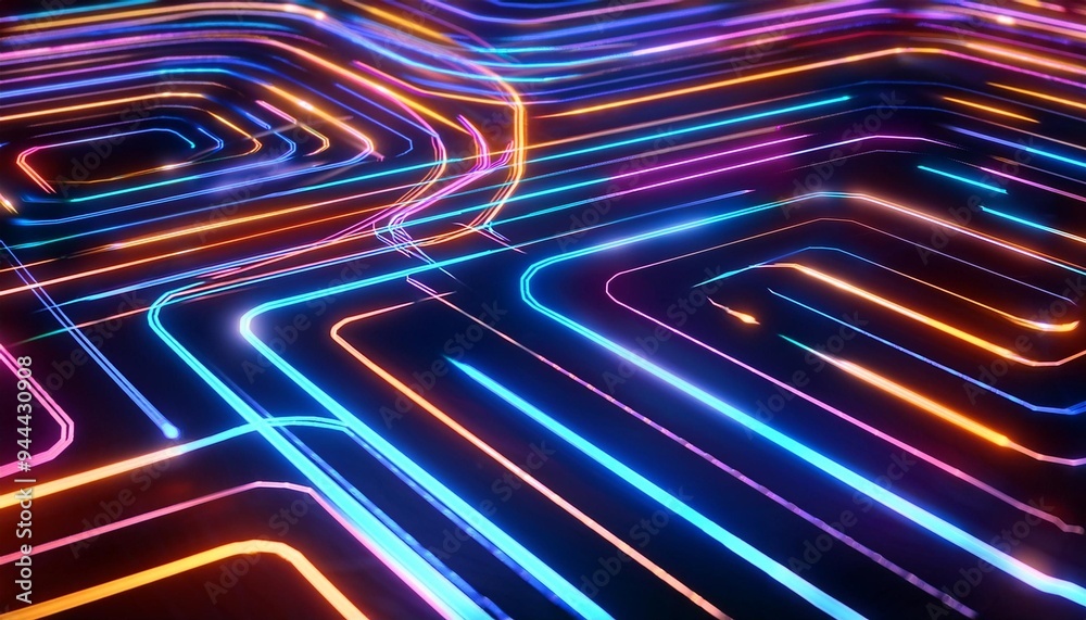 Poster mesmerizing maze of neon lines representing intercon image background