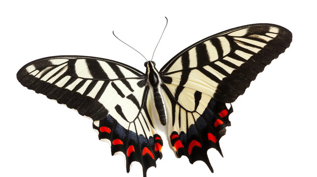 Elegant Zebra Swallowtail Butterfly Sticker white background, PNG