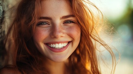 Fototapeta premium Attractive woman beaming