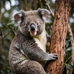 Naklejka premium Cute Tree Koala Bear Marsupial wildlife Animal 