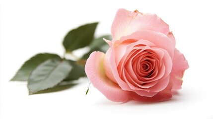 pink rose flower a white background