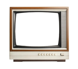 Retro TV, old vintage mid-century televison box isolated on transparent background, png file, ai generated