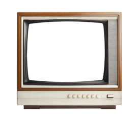 Retro TV, old vintage mid-century televison box isolated on transparent background, png file, ai generated