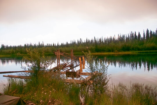 Athabascan Fishing Wheel on a River