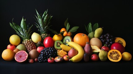 Fruit assortment on black