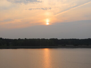 sunset over the river