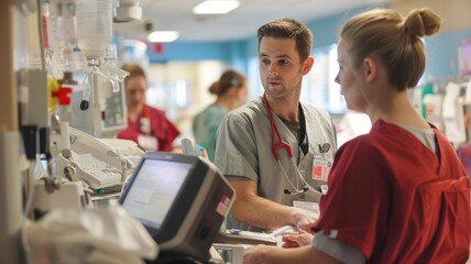 Medical staff in action, providing essential care to patients in a busy hospital environment