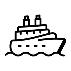 A hand drawn icon of cruise ship 