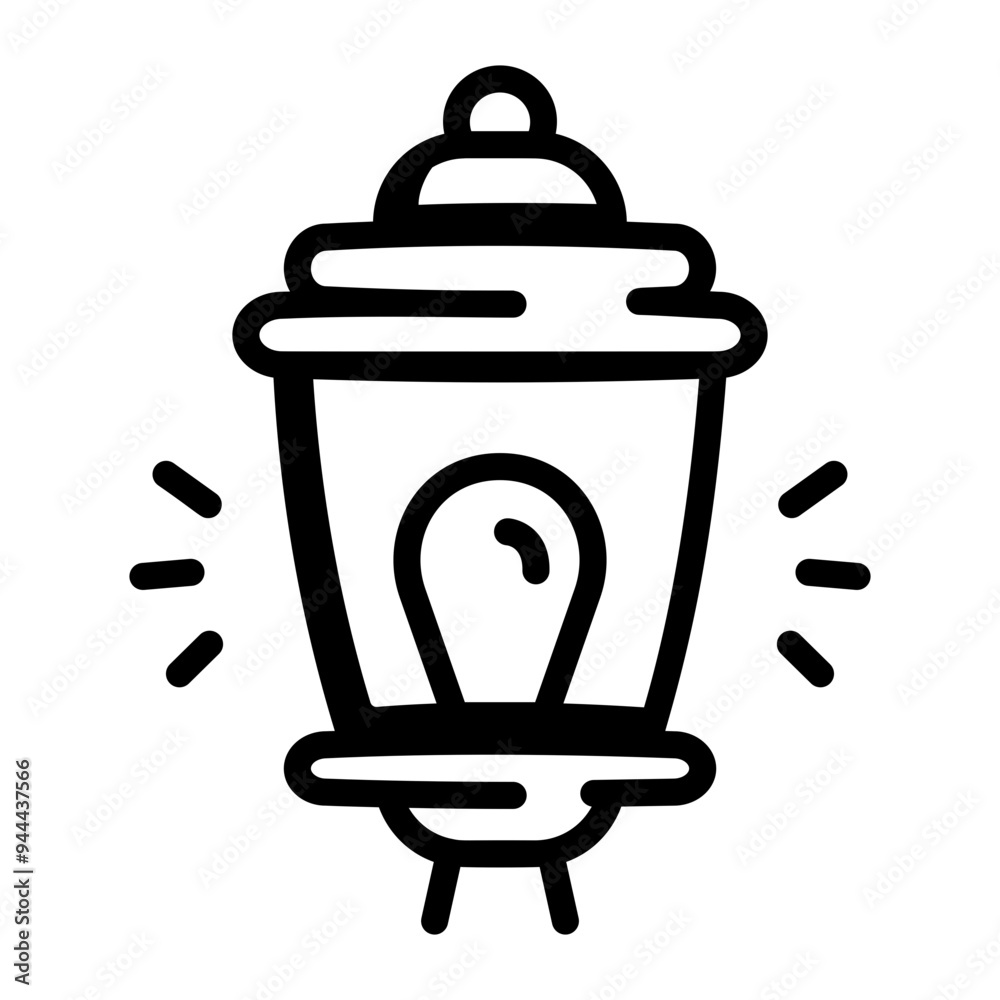 Sticker street lamp icon designed in doodle style