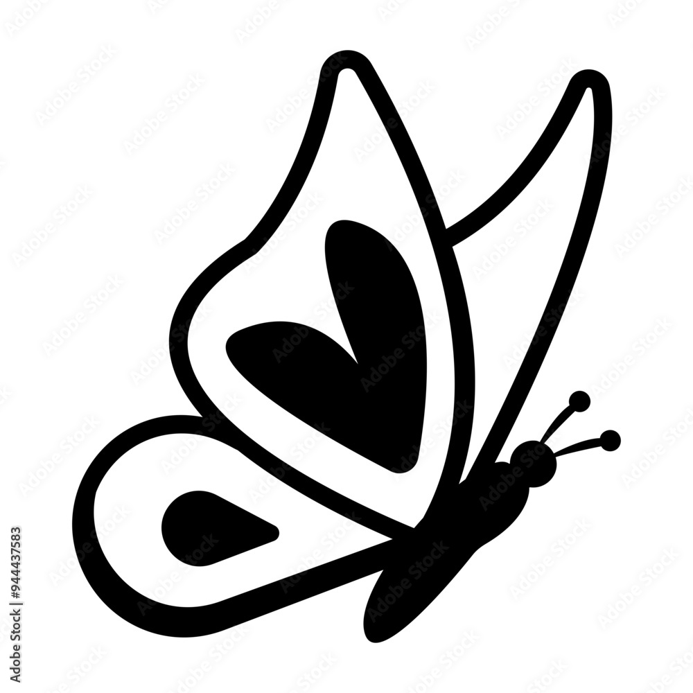 Poster Hand drawn icon of flying butterfly