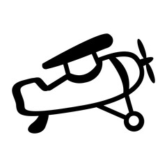 Doodle style icon of biplane © Prosymbols