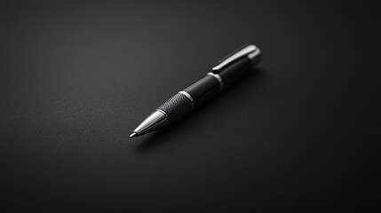 a pen sitting on top of a black surface