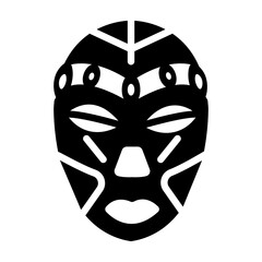 Filled style icon of tiki face mask 