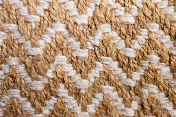 Zig zag woven texture in cotton and light brown rustic fiber.