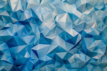 Obraz premium Dynamic blue mosaic texture with geometric triangular facets in an abstract background
