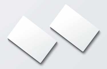 Top View of Two Blank Business Cards  Mockup Template Isolated on a White Background 