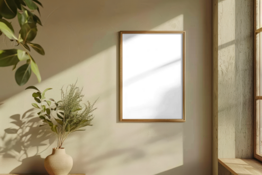 PNG wooden photo frame mockup, transparent design