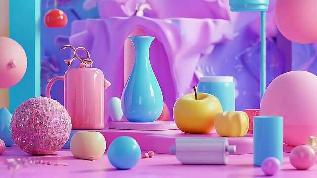 pink and blue objects