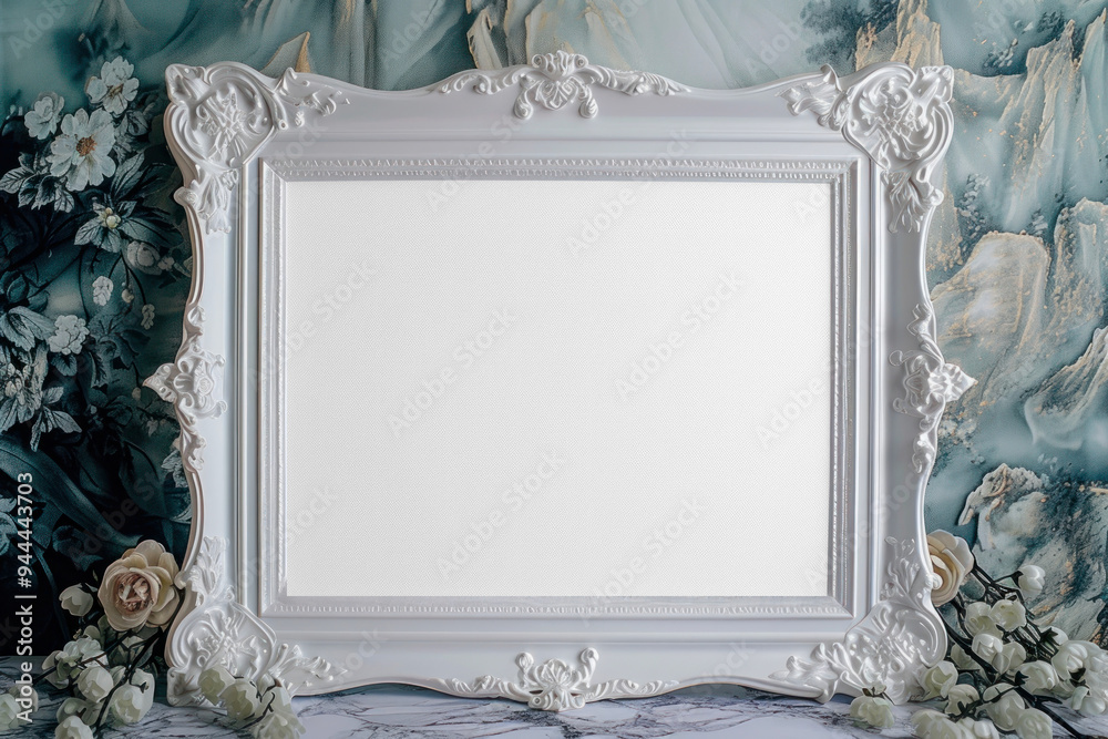 Sticker PNG elegant white photo frame mockup, transparent design