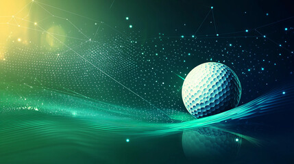 Modern Golf Poster Design with Geometric Shapes and Abstract Patterns on Gradient Background, golf ball
