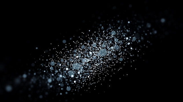 A cluster of digital particles forming a 3D scatter plot against a black background