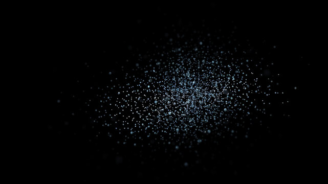 A cluster of digital particles forming a 3D scatter plot against a black background