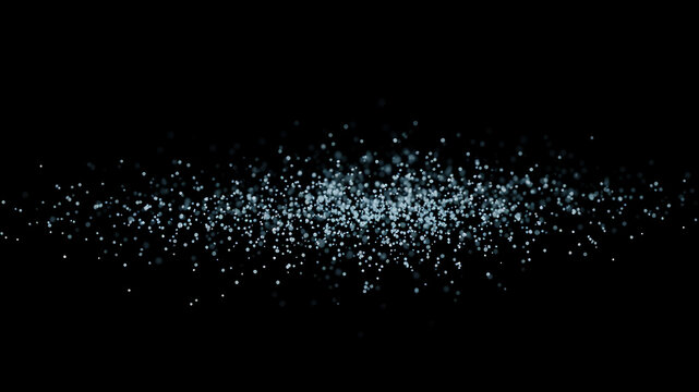 A cluster of digital particles forming a 3D scatter plot against a black background