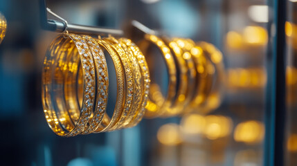 Luxury and Elegance: The image conveys a sense of luxury and elegance, highlighting the high value and quality of the gold bracelets. The clean and sophisticated presentation reflects the exclusivity 