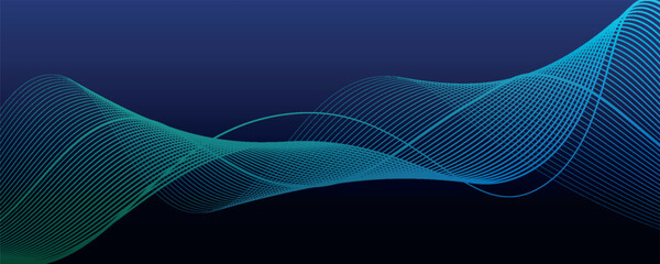 Abstract wave element for design.Green. Digital frequency track equalizer. Stylized line art background. Colorful shiny wave with lines created using blend tool. Curved wavy line, smooth stripe Vector